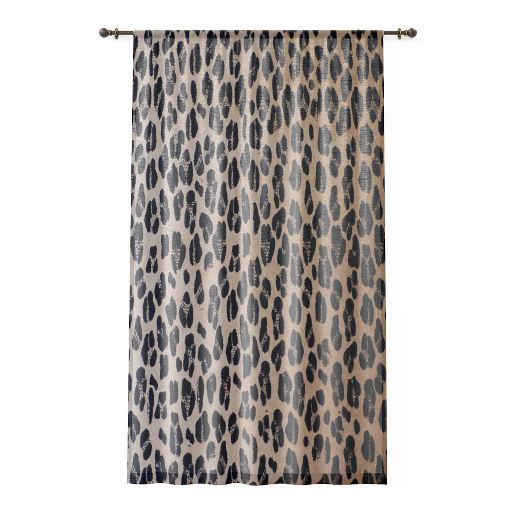 Elegant Leopard Print Sheer Window Curtain
