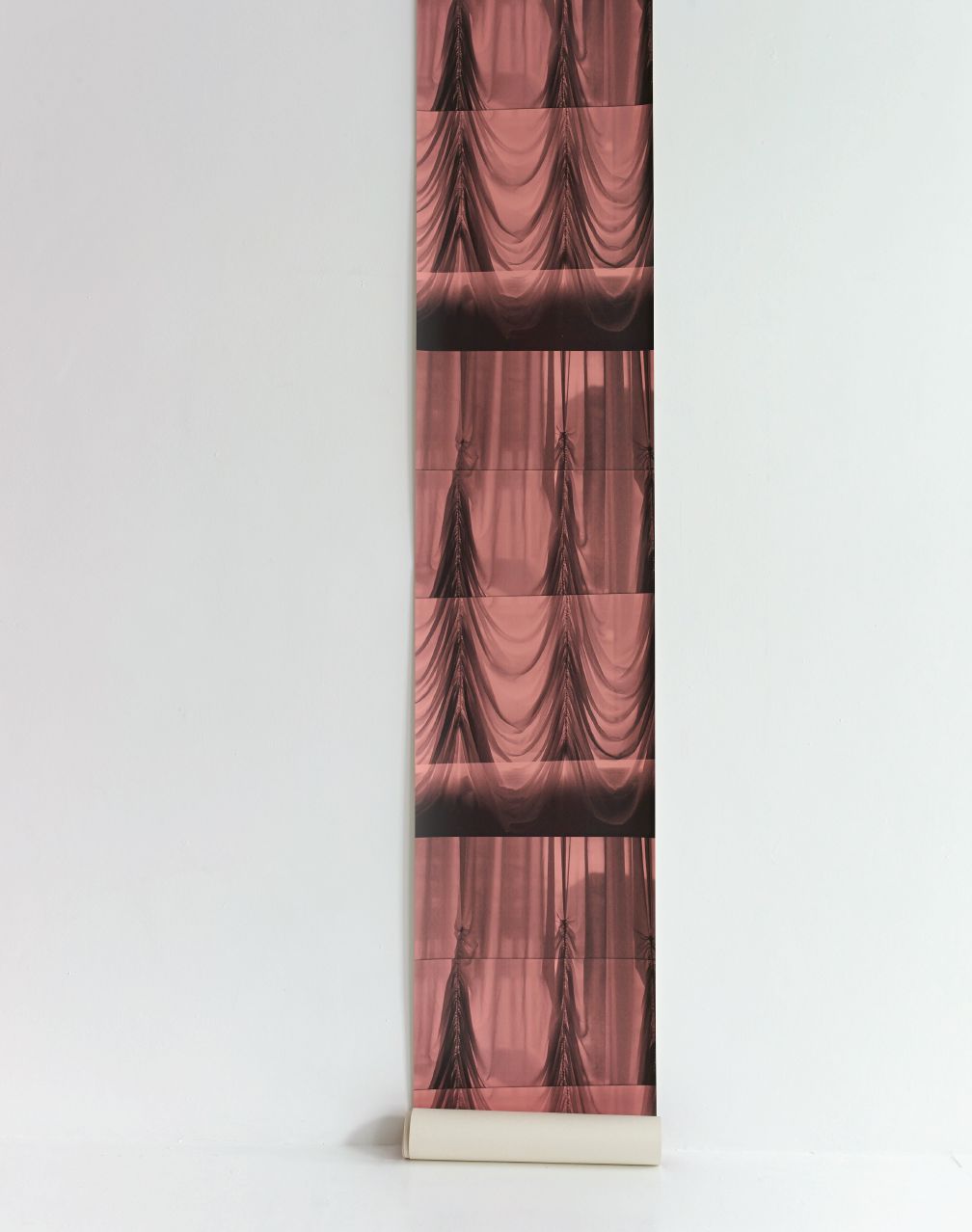 Elegant Handcrafted Pink Wallpaper with Black Illustrations