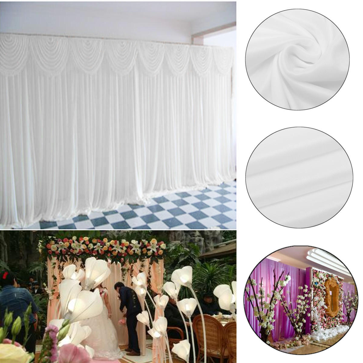 Elegant White Cloth Backdrop with Removable Swag for Events