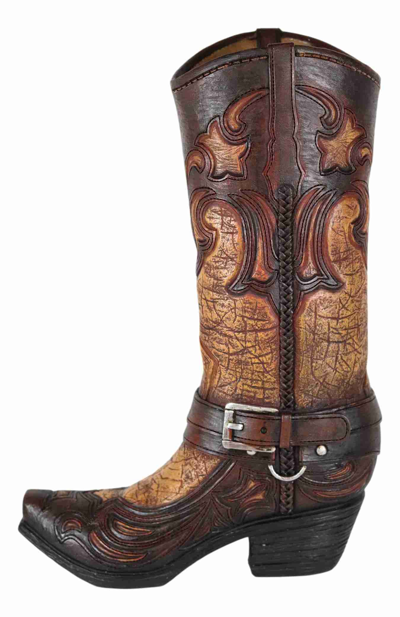 Handcrafted Polyresin Cowboy Boot Flower Vase