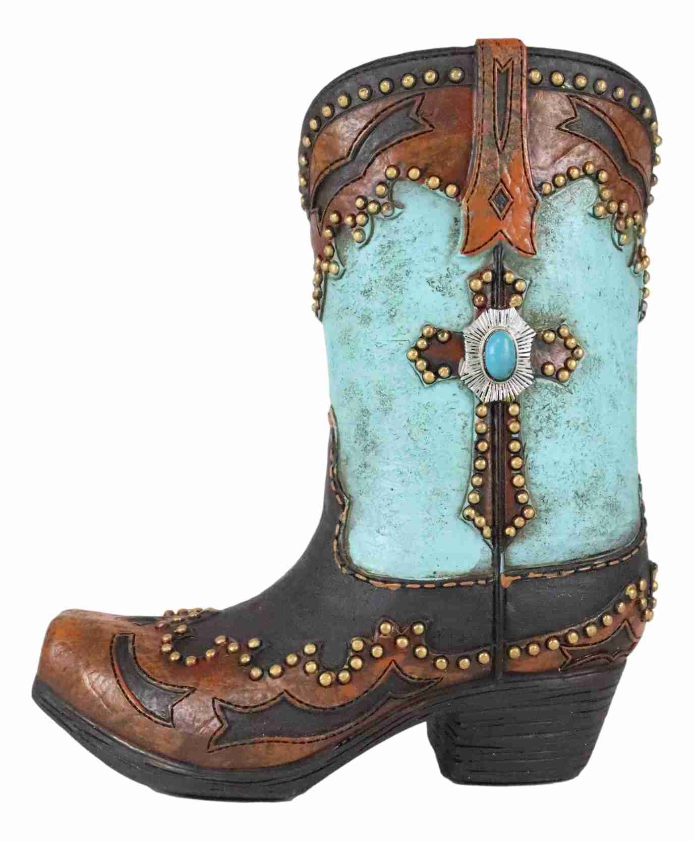 7" Handcrafted Turquoise Western Cowboy Boot Decor
