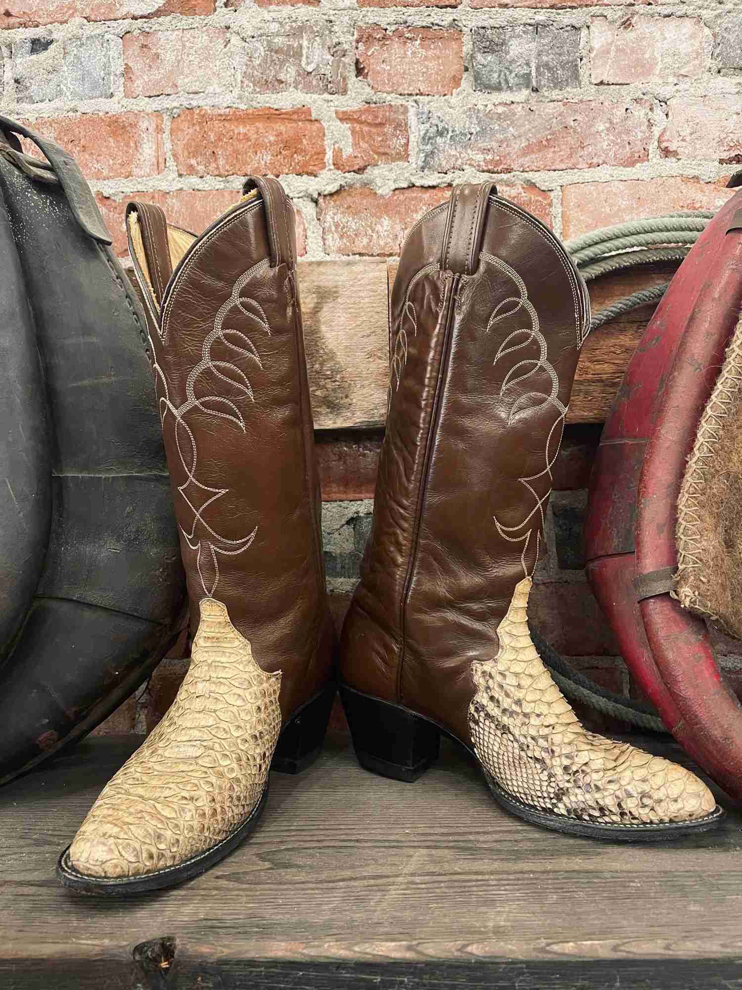 Tony Lama Black Label Cowboy Boots - Size 7 Wide