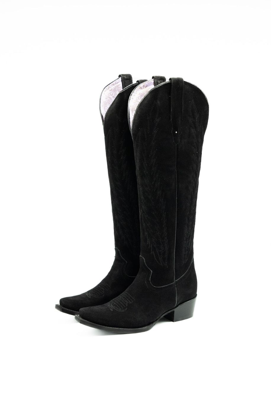 Georgina Gamuza Midnight Tall Cowgirl Boot - Genuine Leather, Snip Toe, Side Zipper