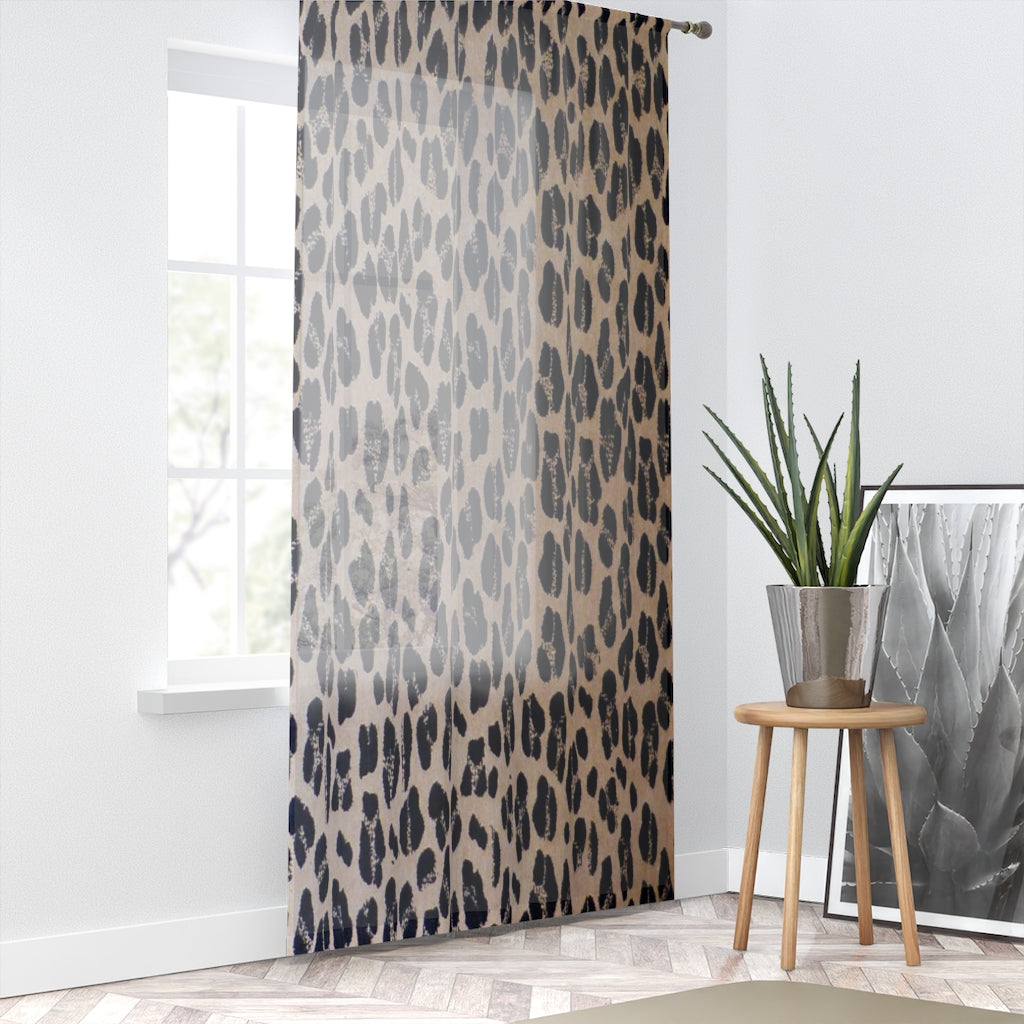 Elegant Leopard Print Sheer Window Curtain