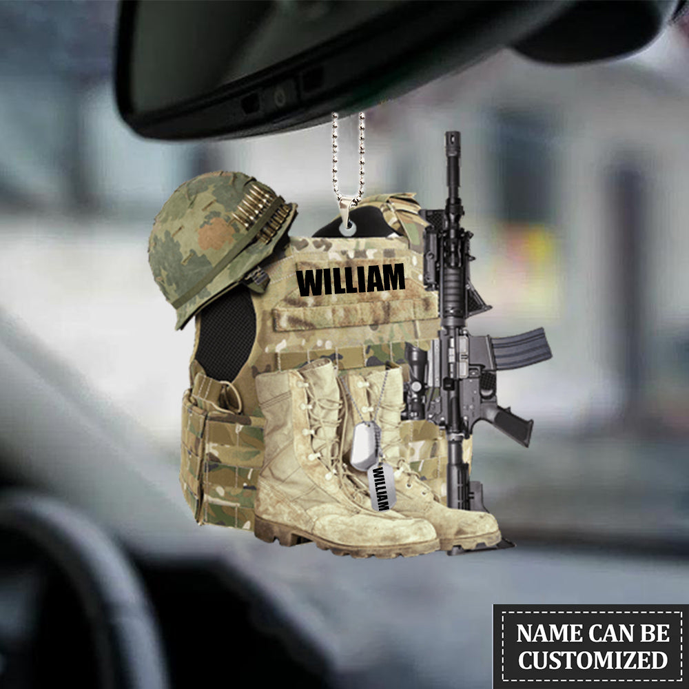Customizable Military-Themed Acrylic Ornament