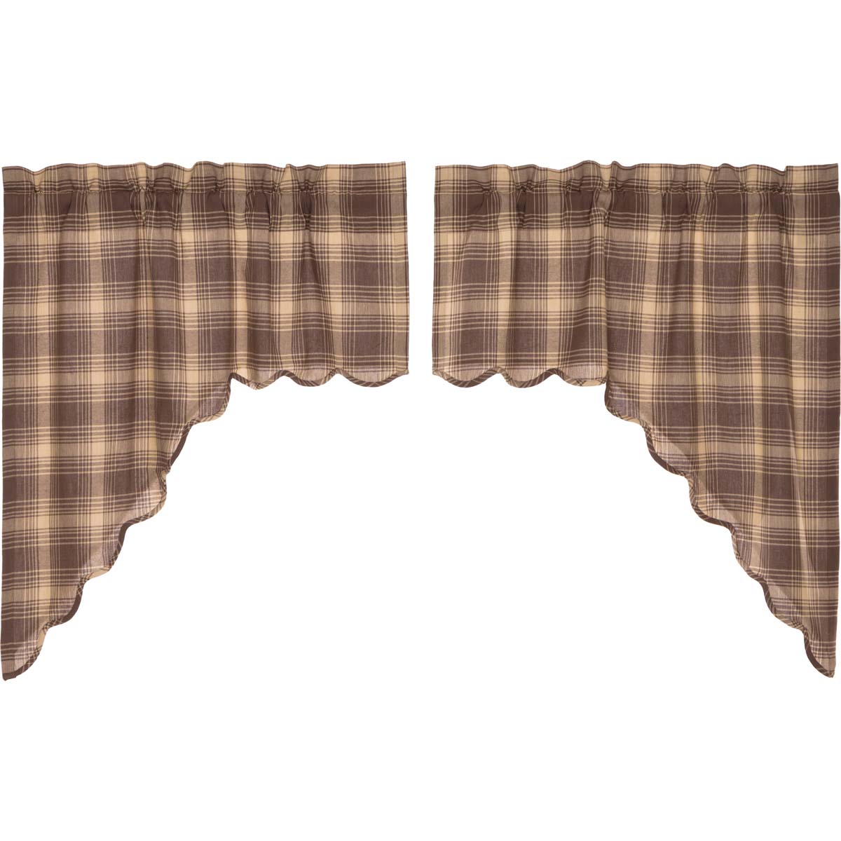 Elegant Rustic Window Swag Set with Traditional Plaid Pattern