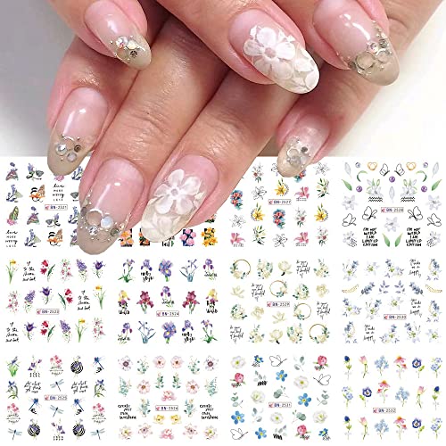3D Flower Nail Art Stickers - Water Transfer Floral Nail Decals for Women