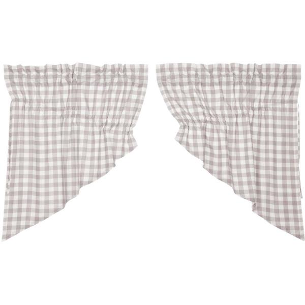Annie Grey Buffalo Check Lined Prairie Swag Curtains Set