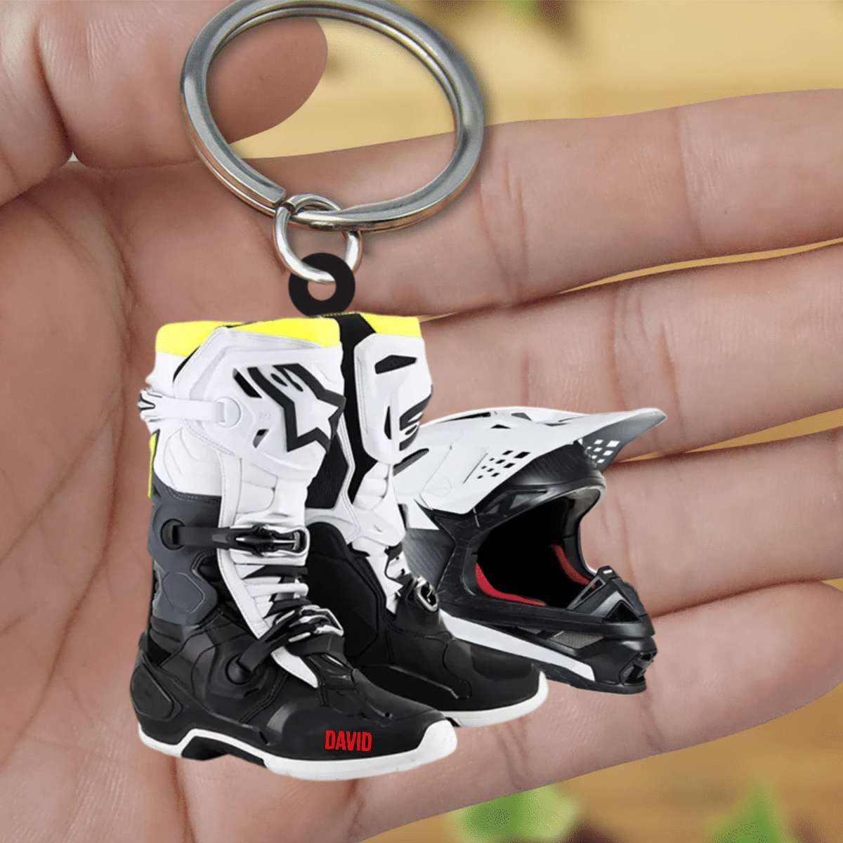 Custom Motocross-Themed Acrylic Keychain for Enthusiasts