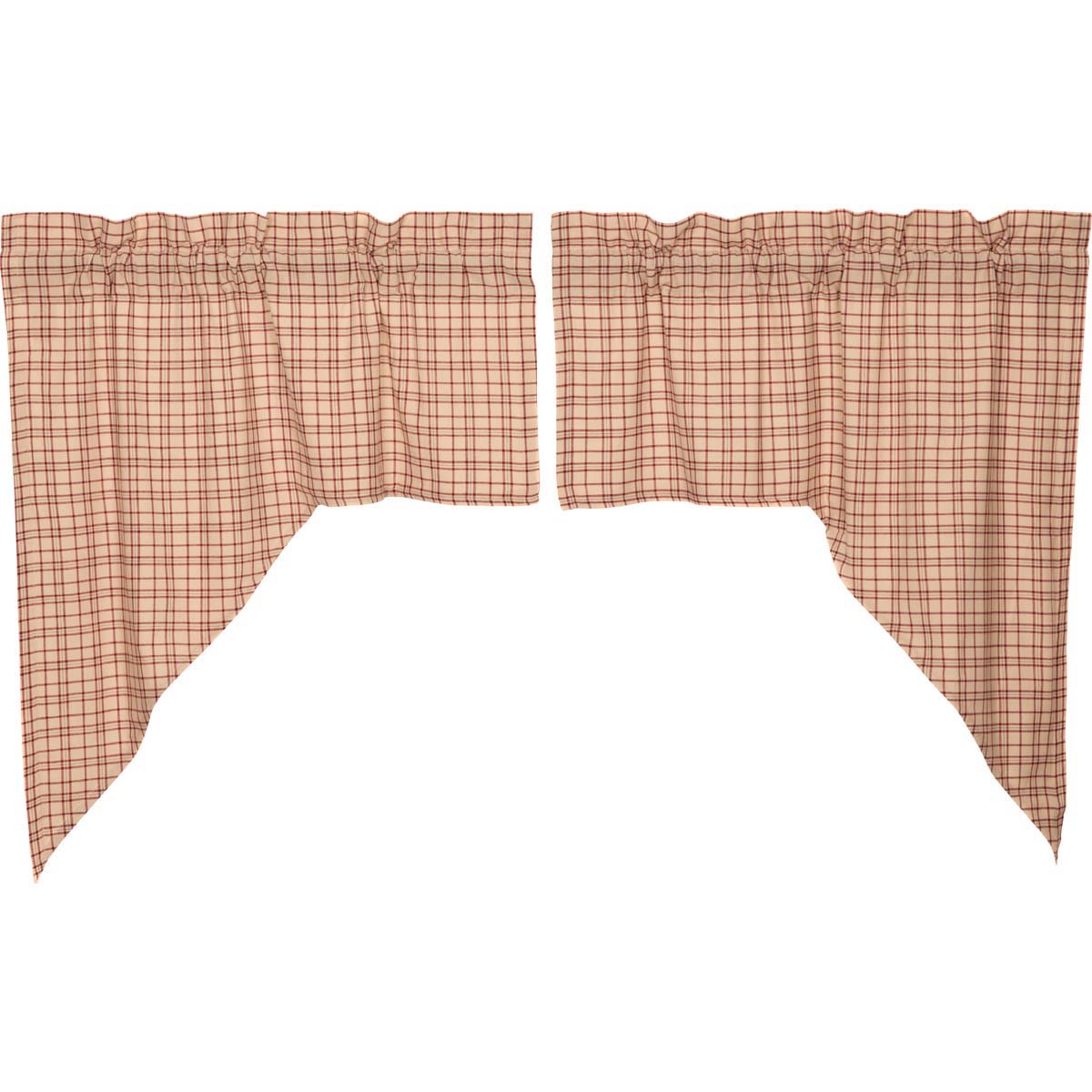 Rustic Tacoma Plaid Swag Set for Country-Style Window Decor