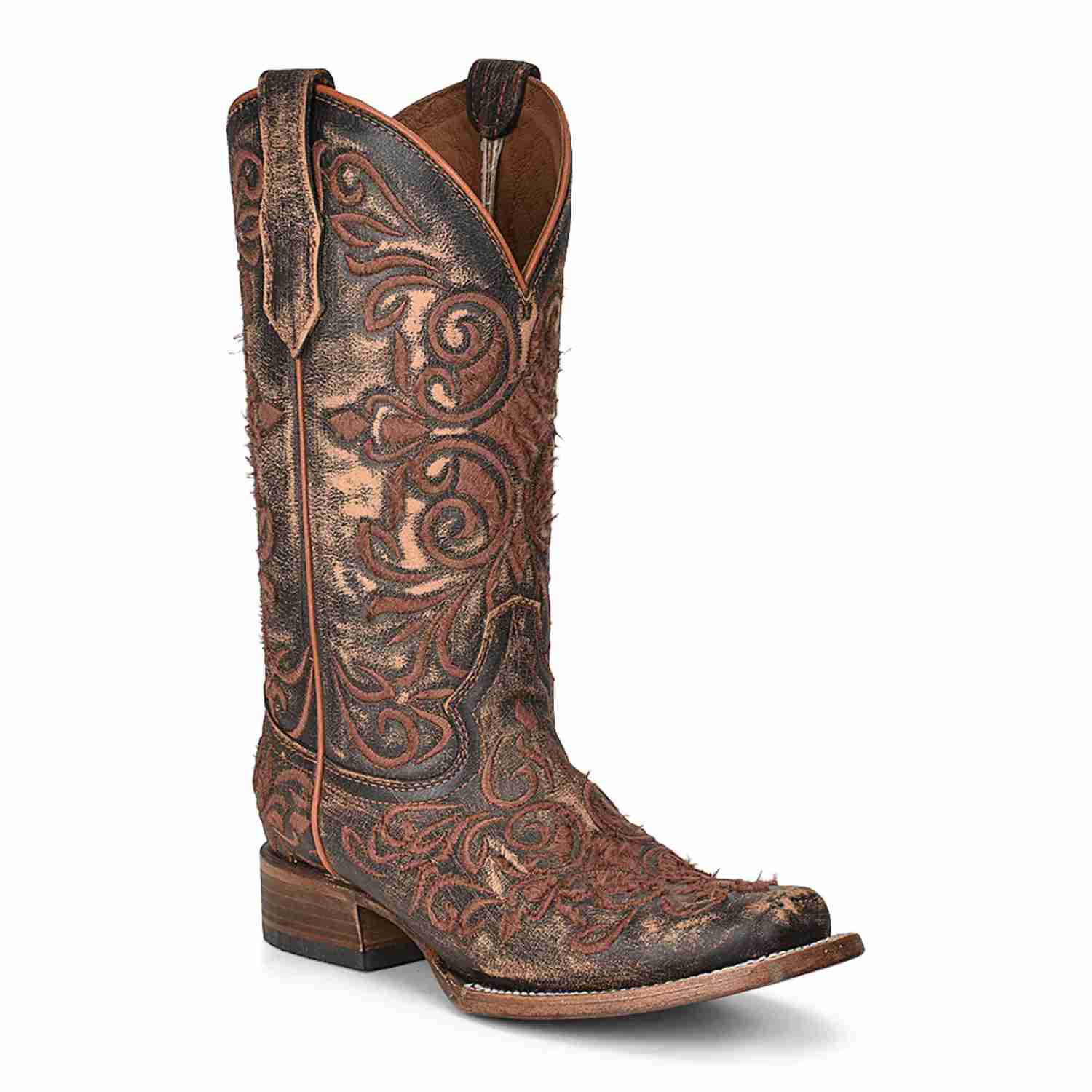 CIRGLE G BY CORRAL Women's Dark Brown Embroidery Square Toe Western Boot - L5794