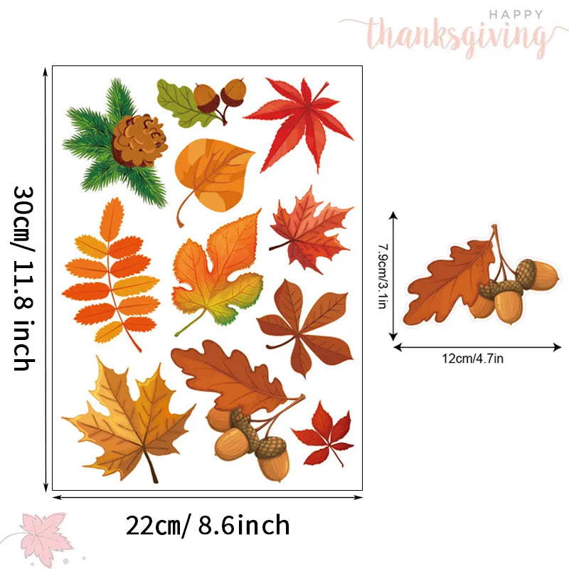 Autumn Themed Window Clings - Festive Fall Decorations