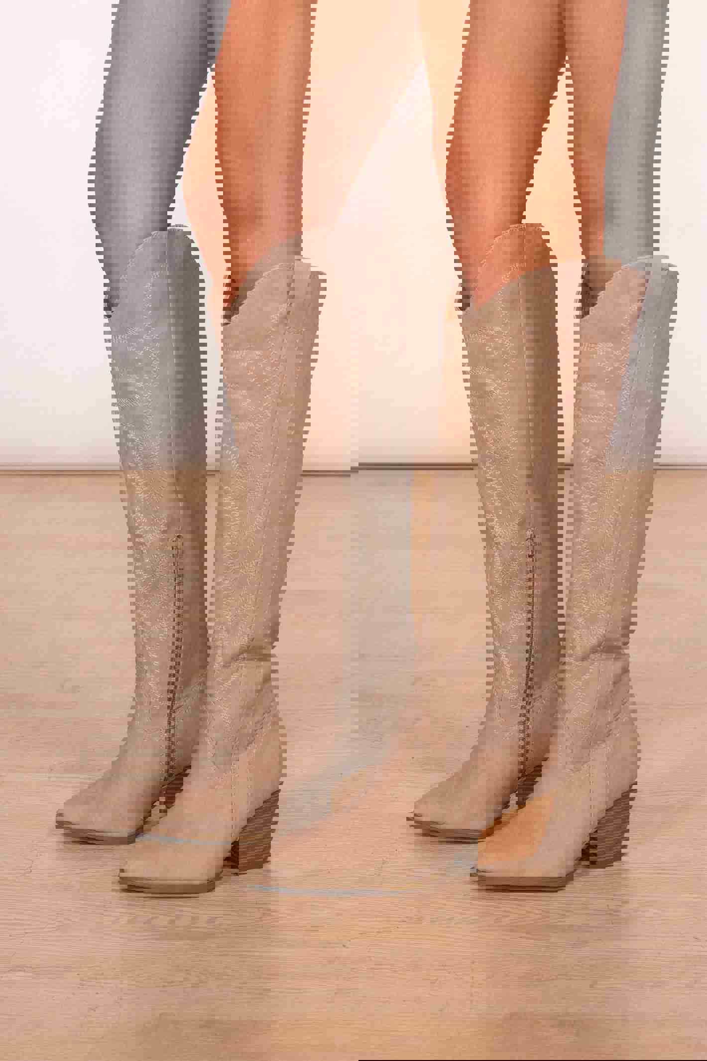 Light Taupe Cowgirl Boots - Comfortable & Versatile