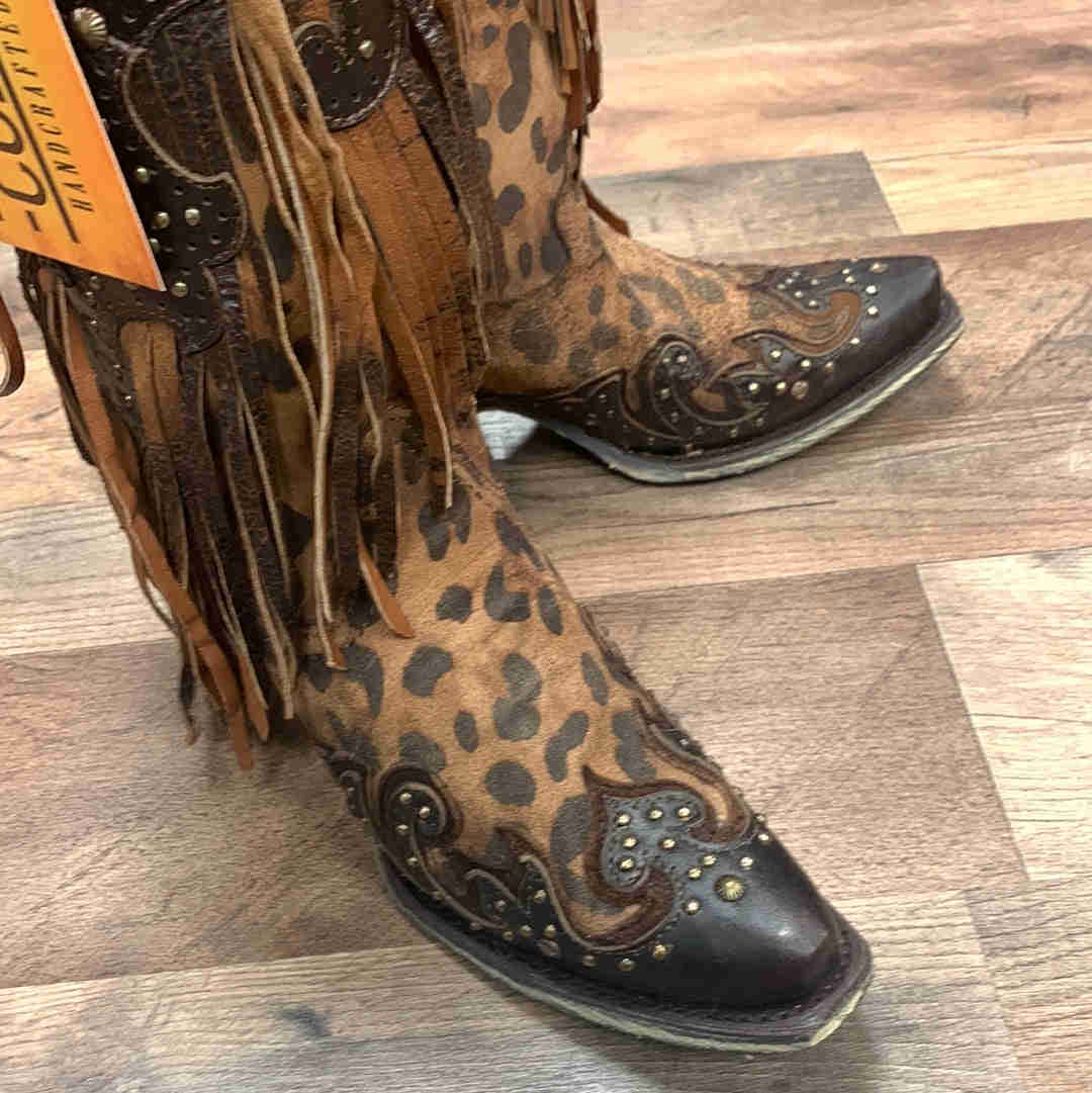 Corral Women's Exquisite Leopard Print Cowgirl Boots - Snip Toe A3618