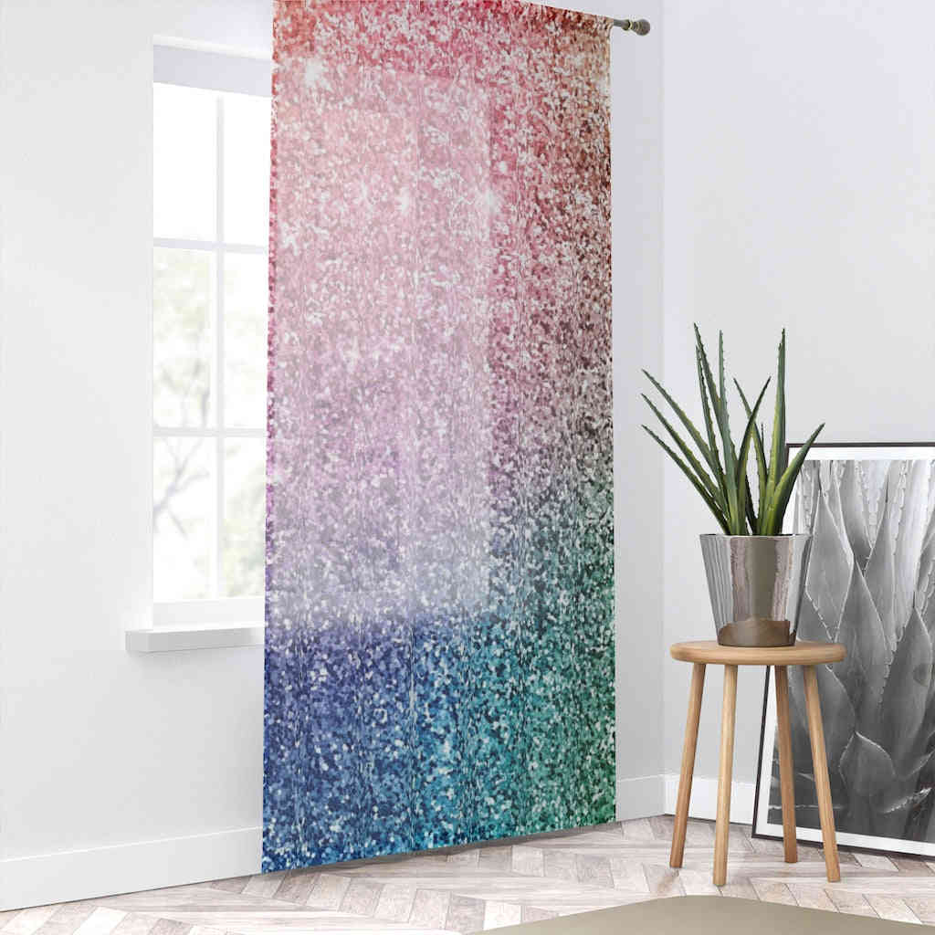 Elegant Pink & Purple Sequin Sheer Window Curtain