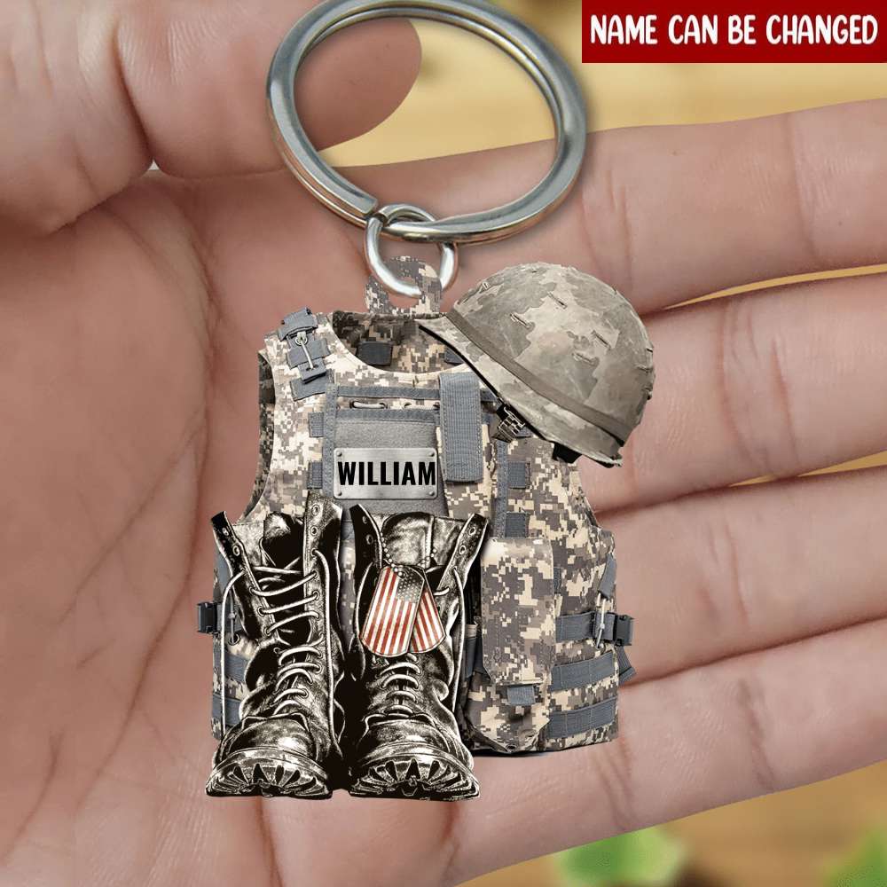 Customized Double-Sided Acrylic Keychain - Boots & Hat Design