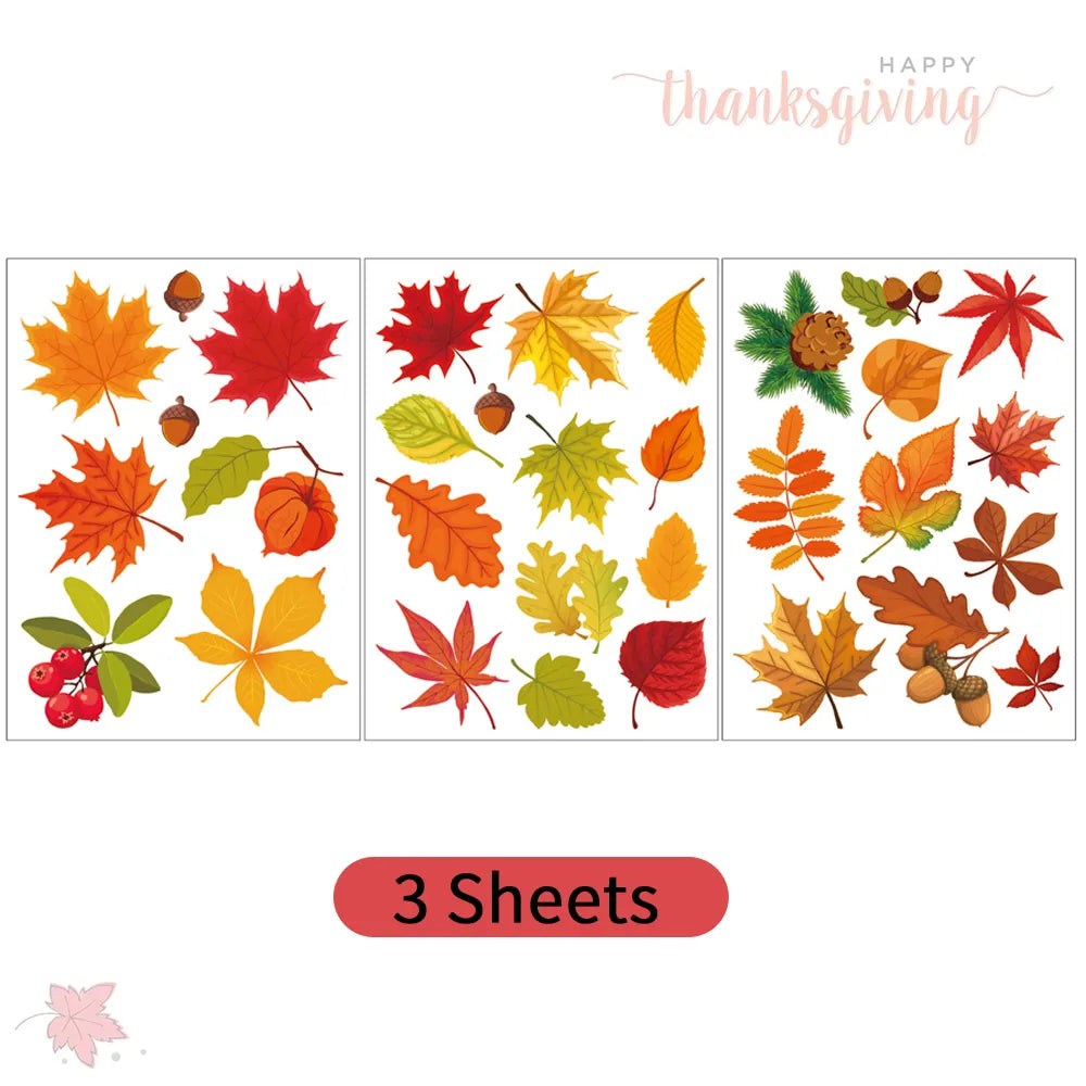 Autumn Themed Window Clings - Festive Fall Decorations