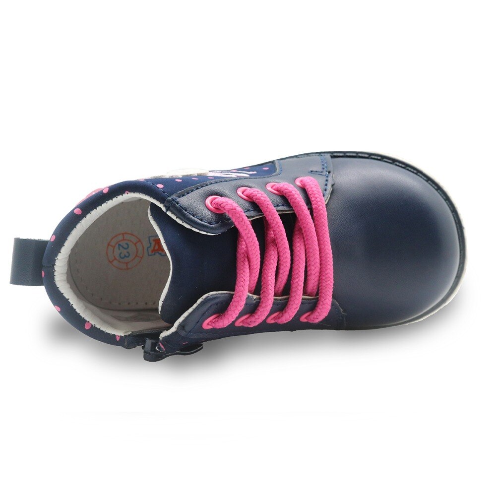 Stylish PU Leather Ankle Boots with Flower Pattern for Girls