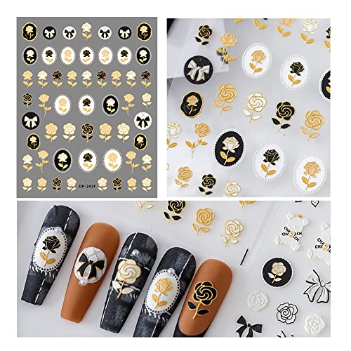 5D Flower Nail Art Stickers - 3D Embossed Floral Designs for DIY Manicures