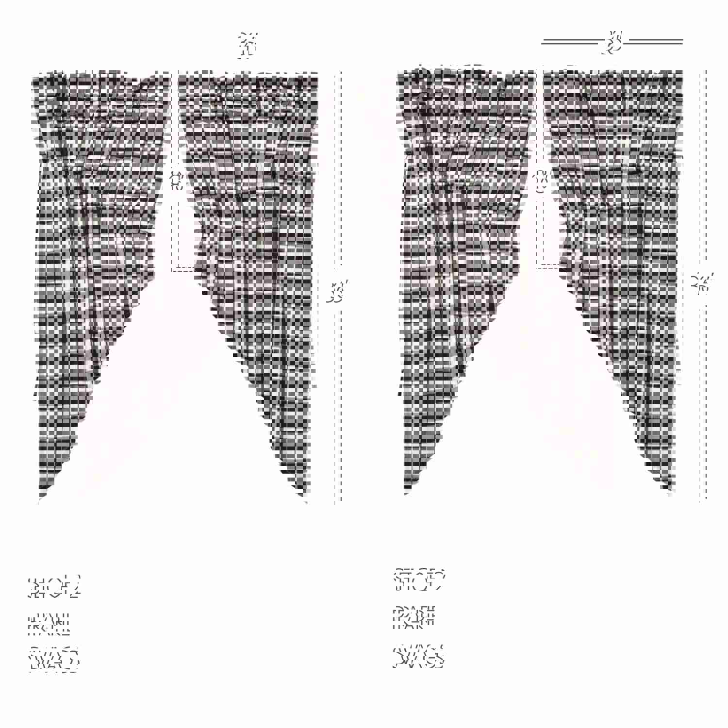 Annie Buffalo Check Prairie Swag Set - Modern Farmhouse Window Curtains