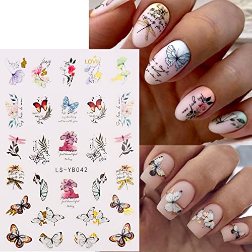 9 PCS Flower & Butterfly Nail Art Stickers Set