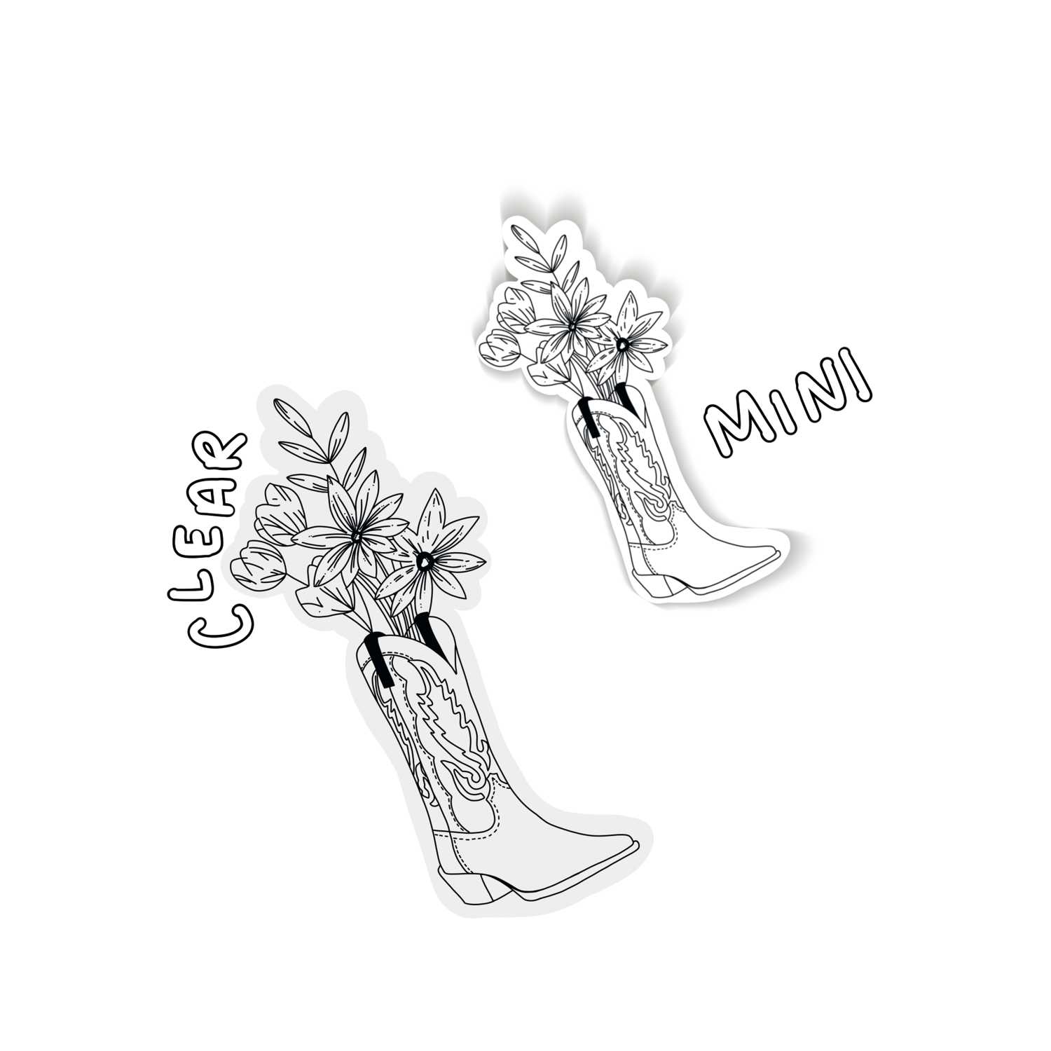 Durable Wildflower Cowboy Boot Bouquet Vinyl Stickers