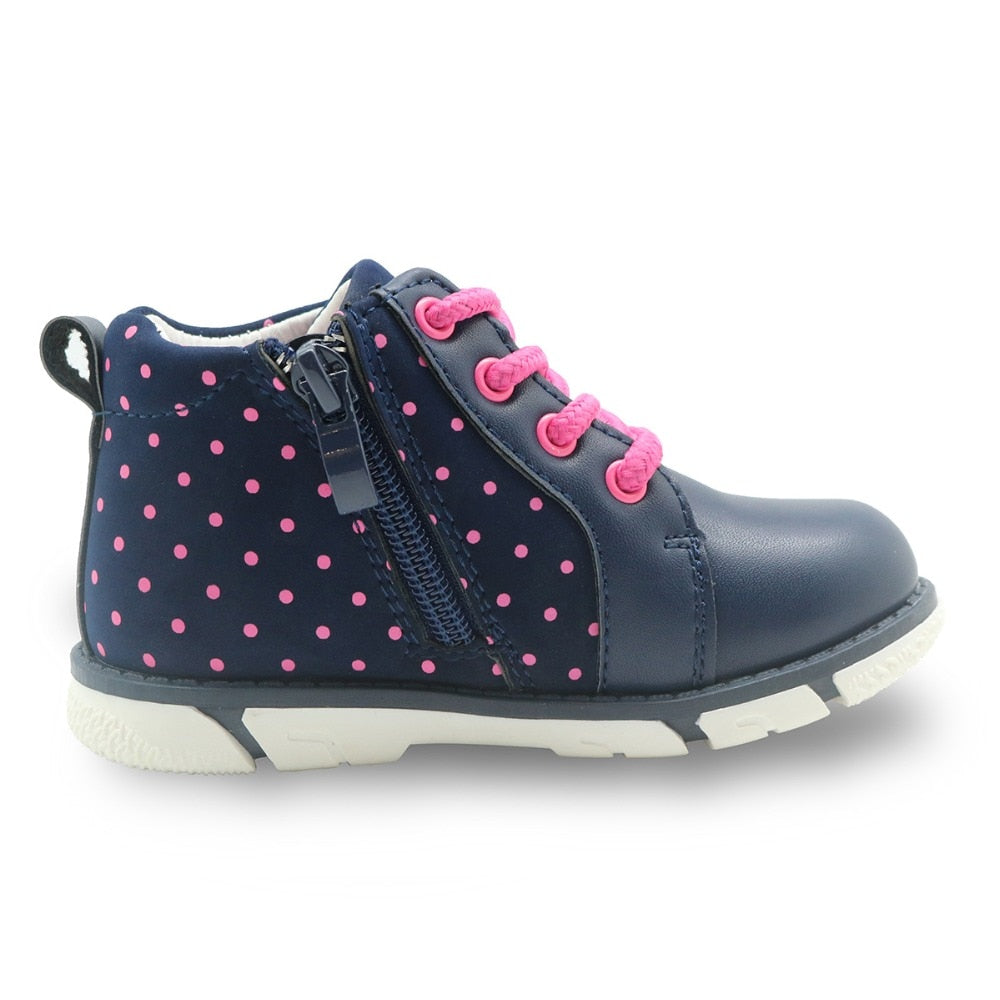 Stylish PU Leather Ankle Boots with Flower Pattern for Girls