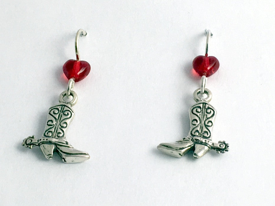 Sterling Silver Cowboy Boot Earrings with Spurs