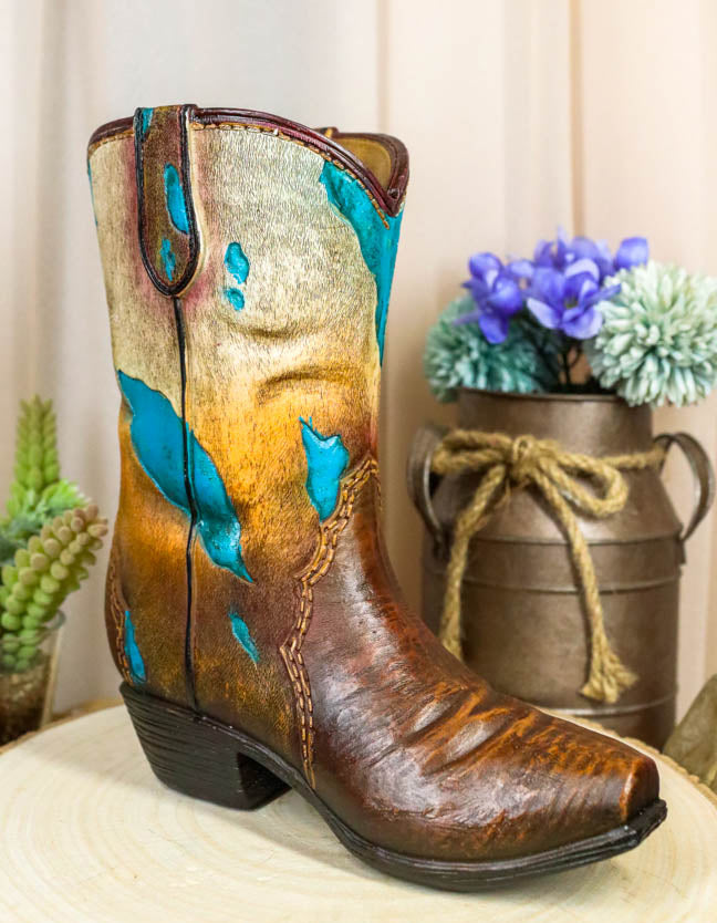 Handcrafted Faux Leather Cowboy Boot Vase/Planter