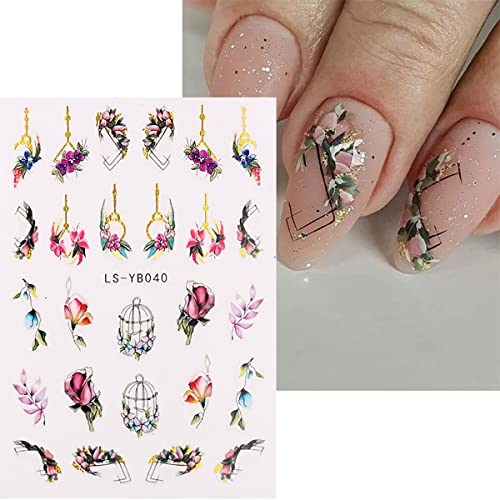 9 PCS Flower & Butterfly Nail Art Stickers Set