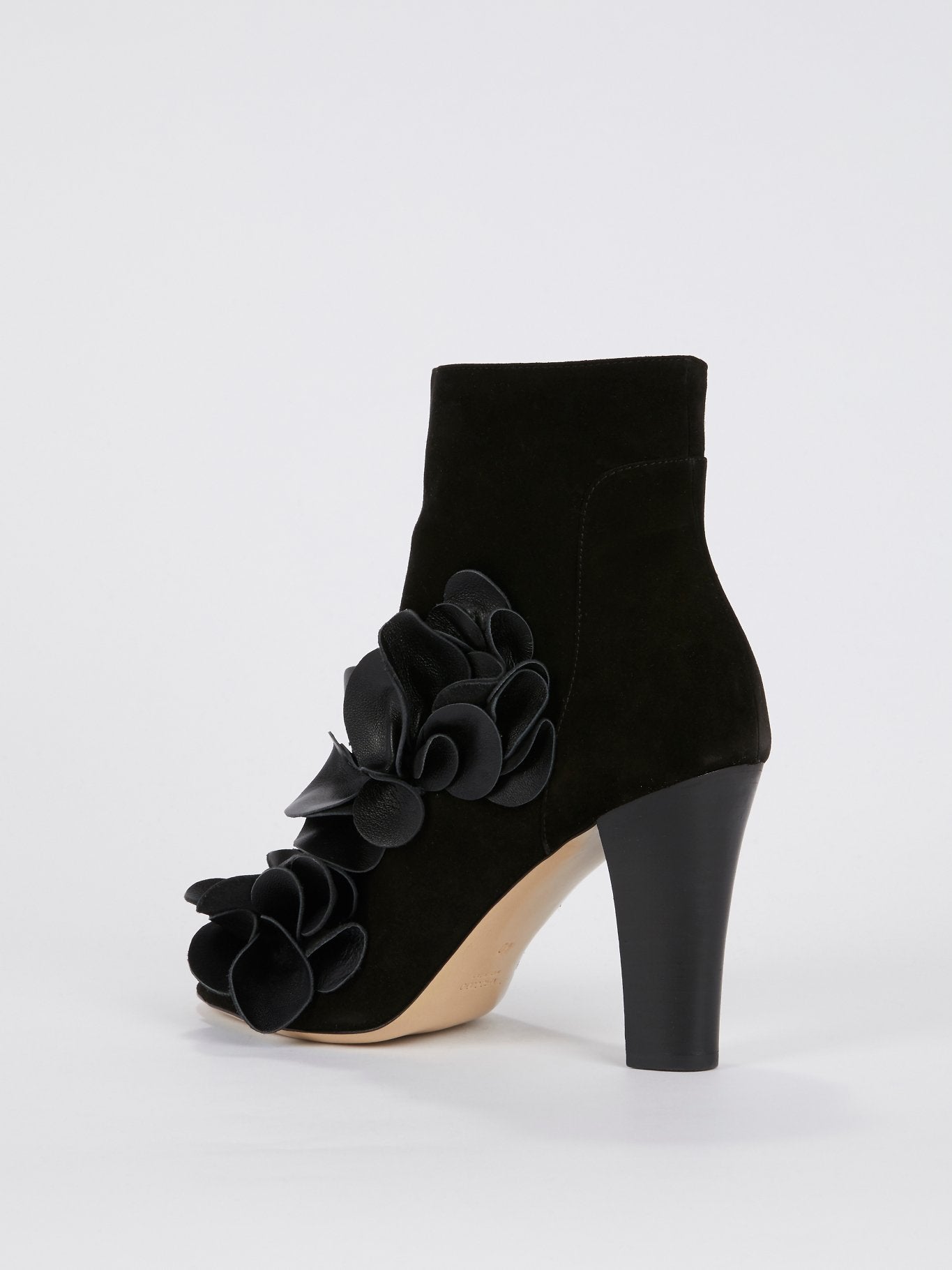 Elegant Black Floral Embroidered Ankle Boots