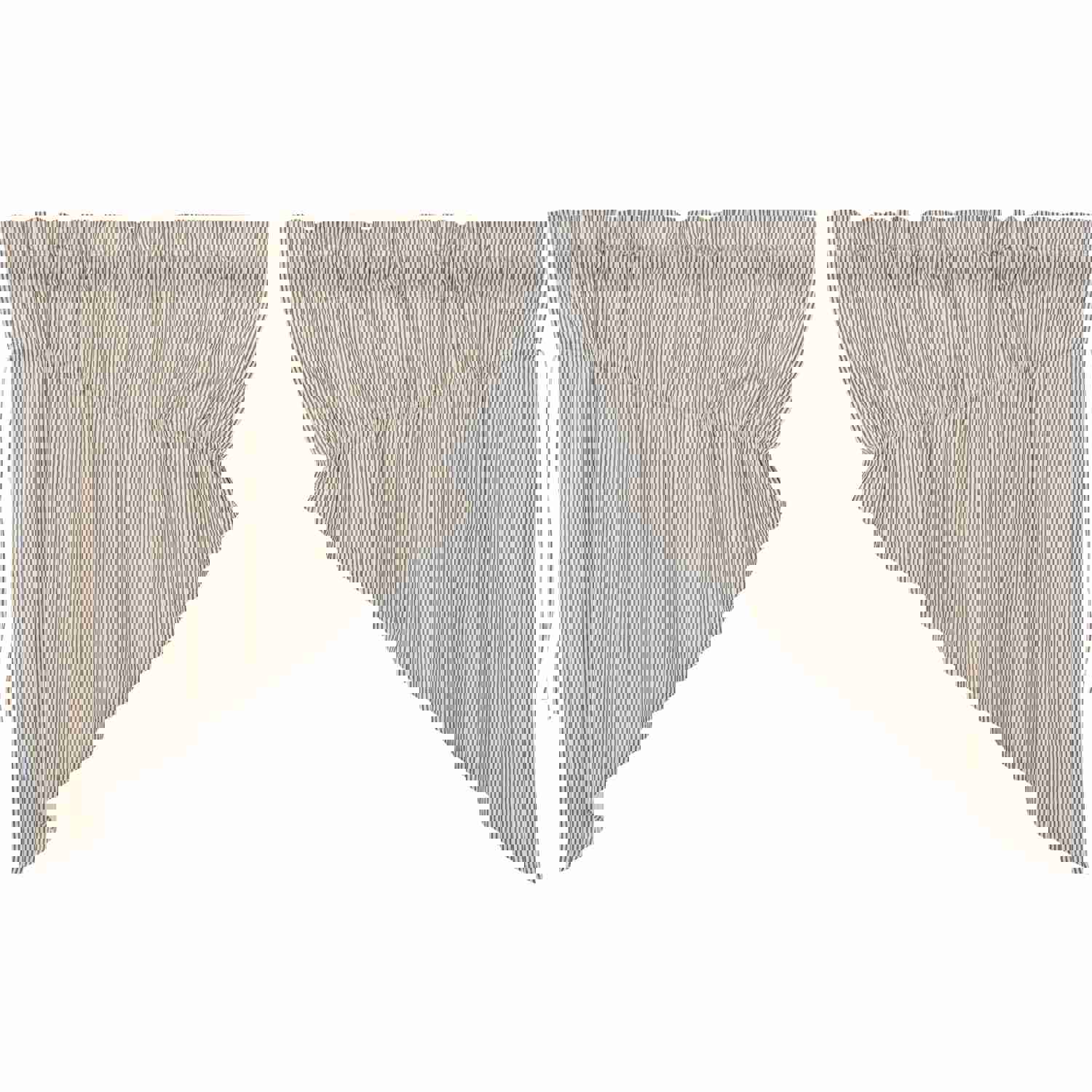 Hatteras Seersucker Blue Ticking Stripe Prairie Swag Set
