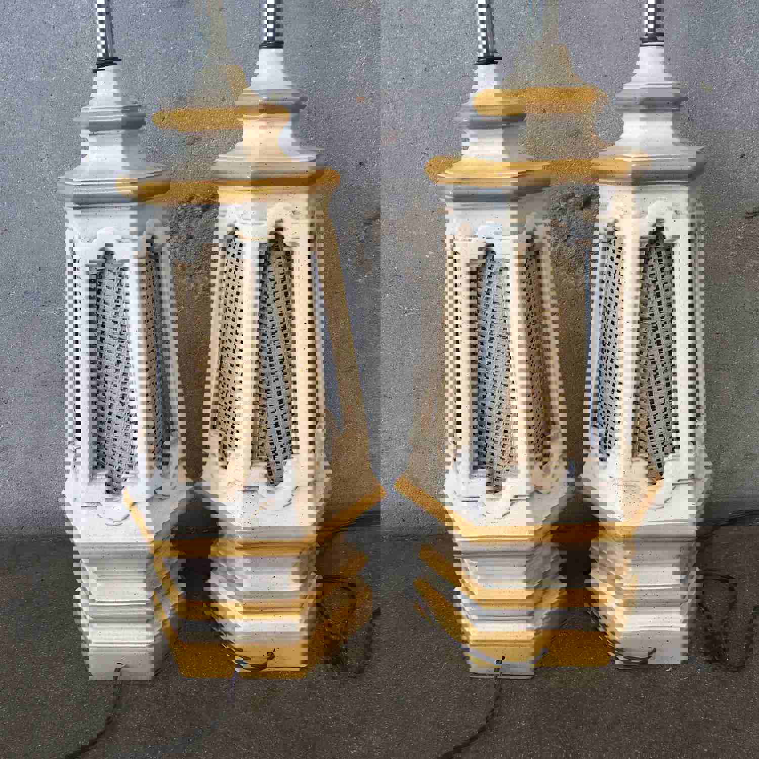 Mid Century Ceramic Swag Table Lamps Pair