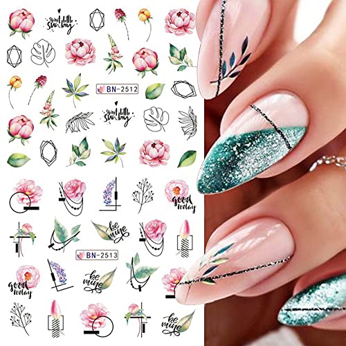 3D Flower Nail Art Stickers - Water Transfer Floral Nail Decals for Women