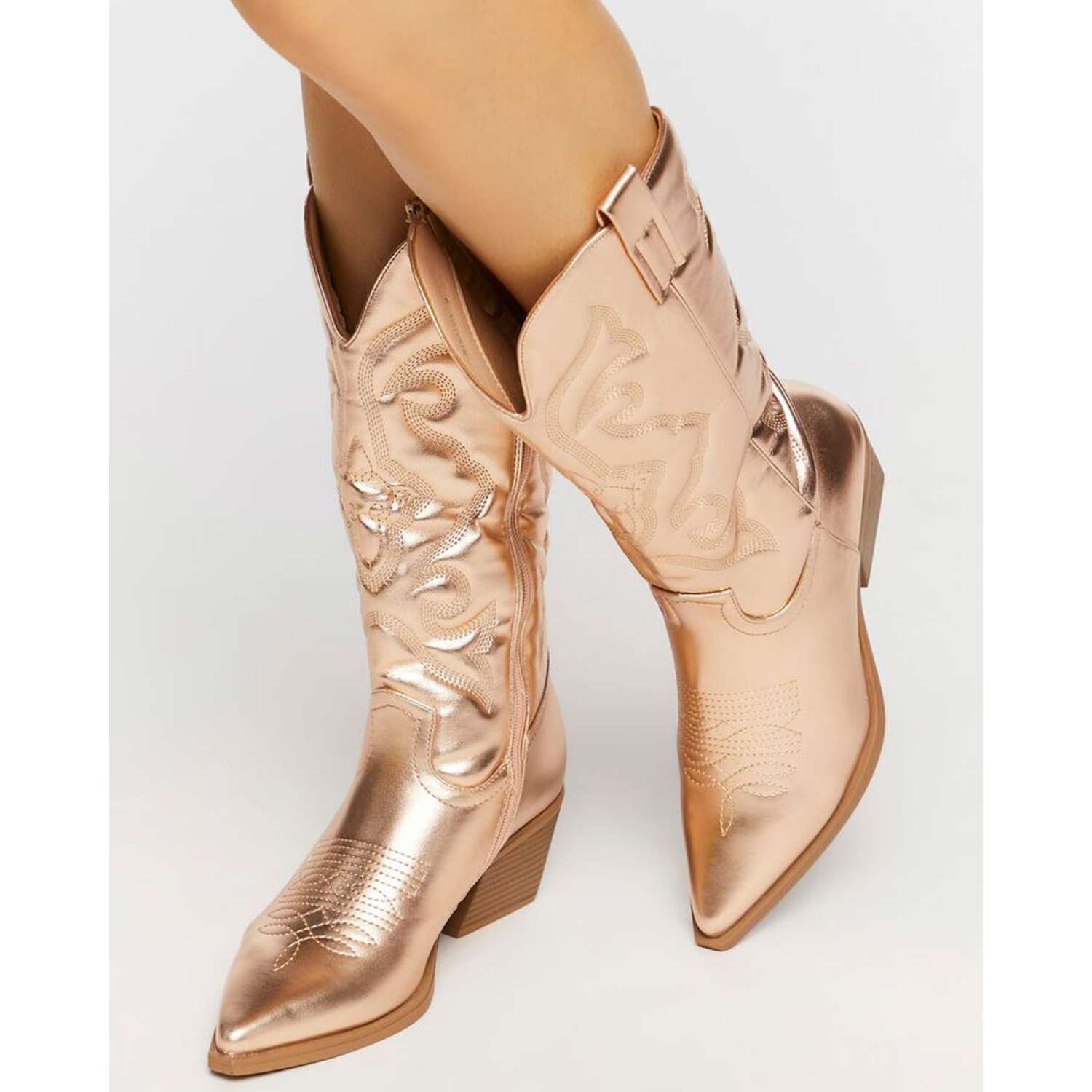 Stylish Zippered Embroidered Cowgirl Boots