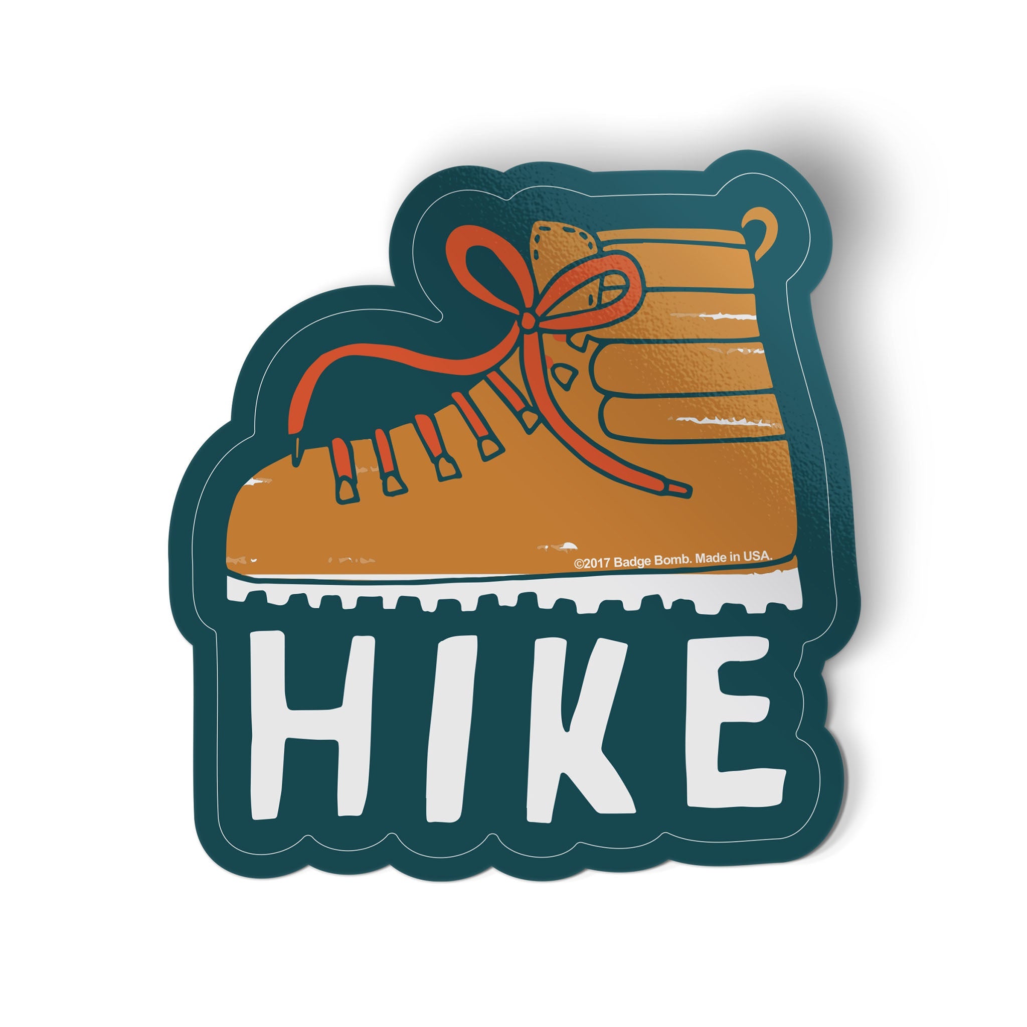 Durable Hiking Boot Sticker by Badge Bomb