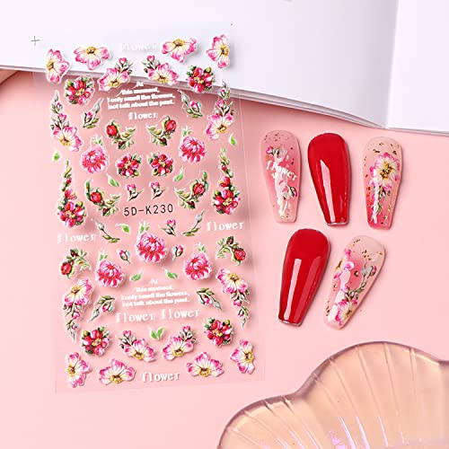 Elegant 5D Floral Nail Stickers Set