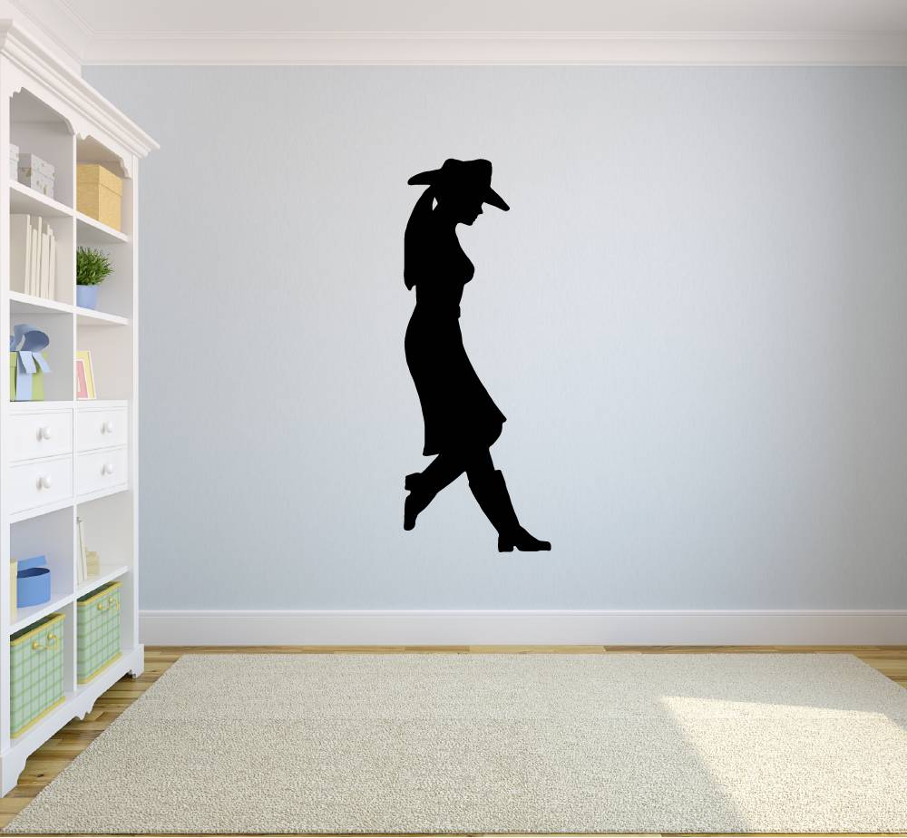 Cowgirl Themed Vinyl Wall Art Decal - Authentic Western Style