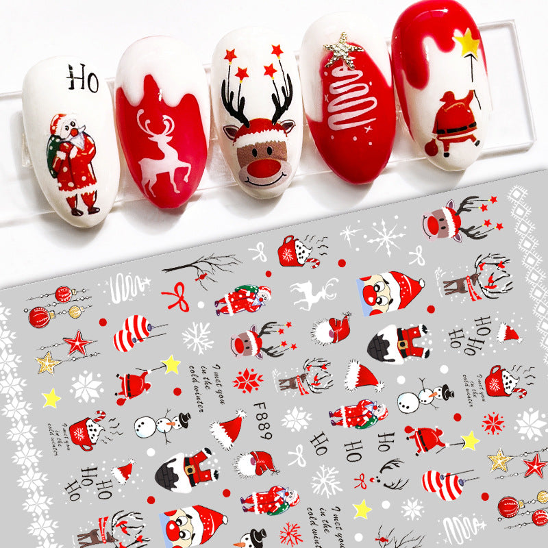 BQAN 2022 Festive 3D Nail Stickers - Snowflake & Santa Claus Designs