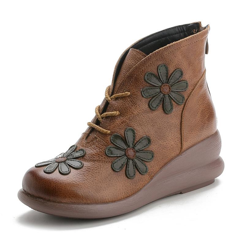 Elegant Women's Retro Ankle Boots with Back Zipper