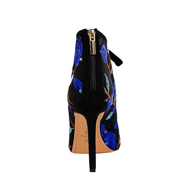 Stylish Women's Embroidered Lace-Up High Heel Boots