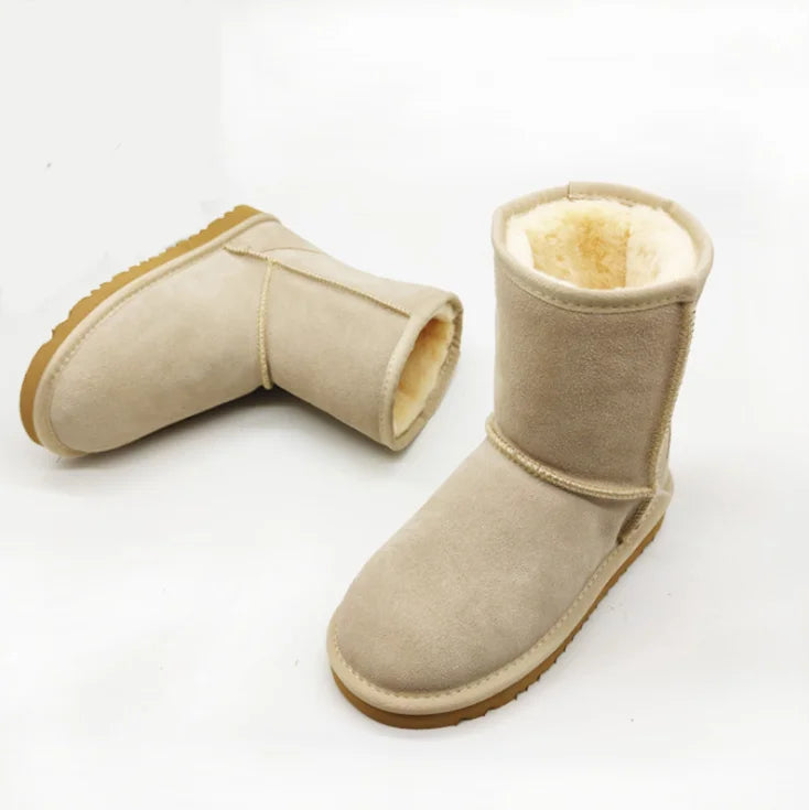 Elegant Women's Natural Wool Sheepskin Boots with EVA Sole