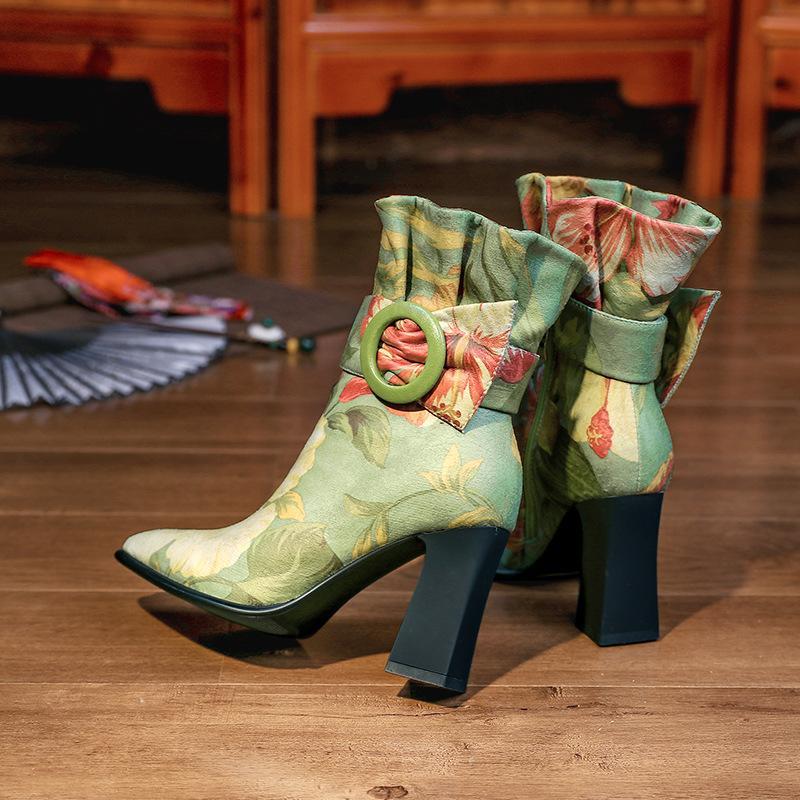 Elegant Women's Block Heel Suede Boots