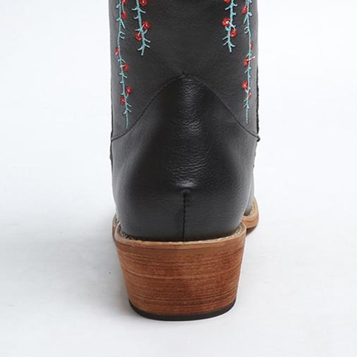 Women's Embroidered Cowboy Boots with Chunky Heel
