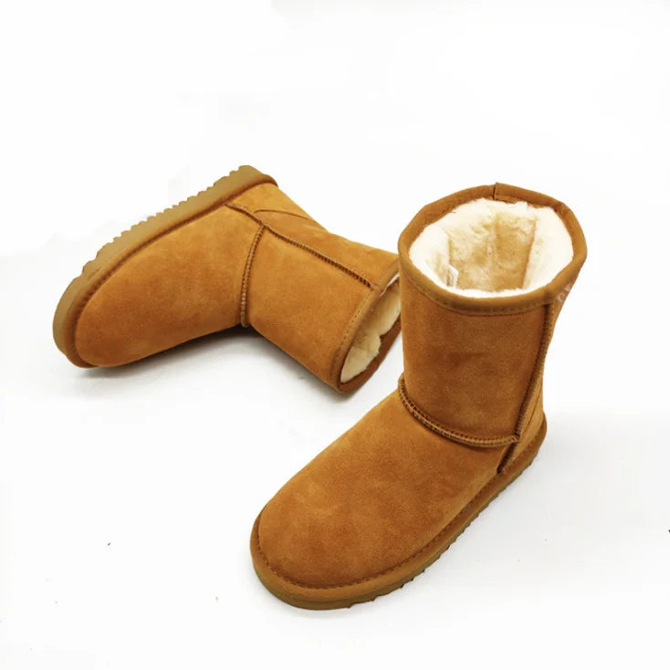 Elegant Women's Natural Wool Sheepskin Boots with EVA Sole