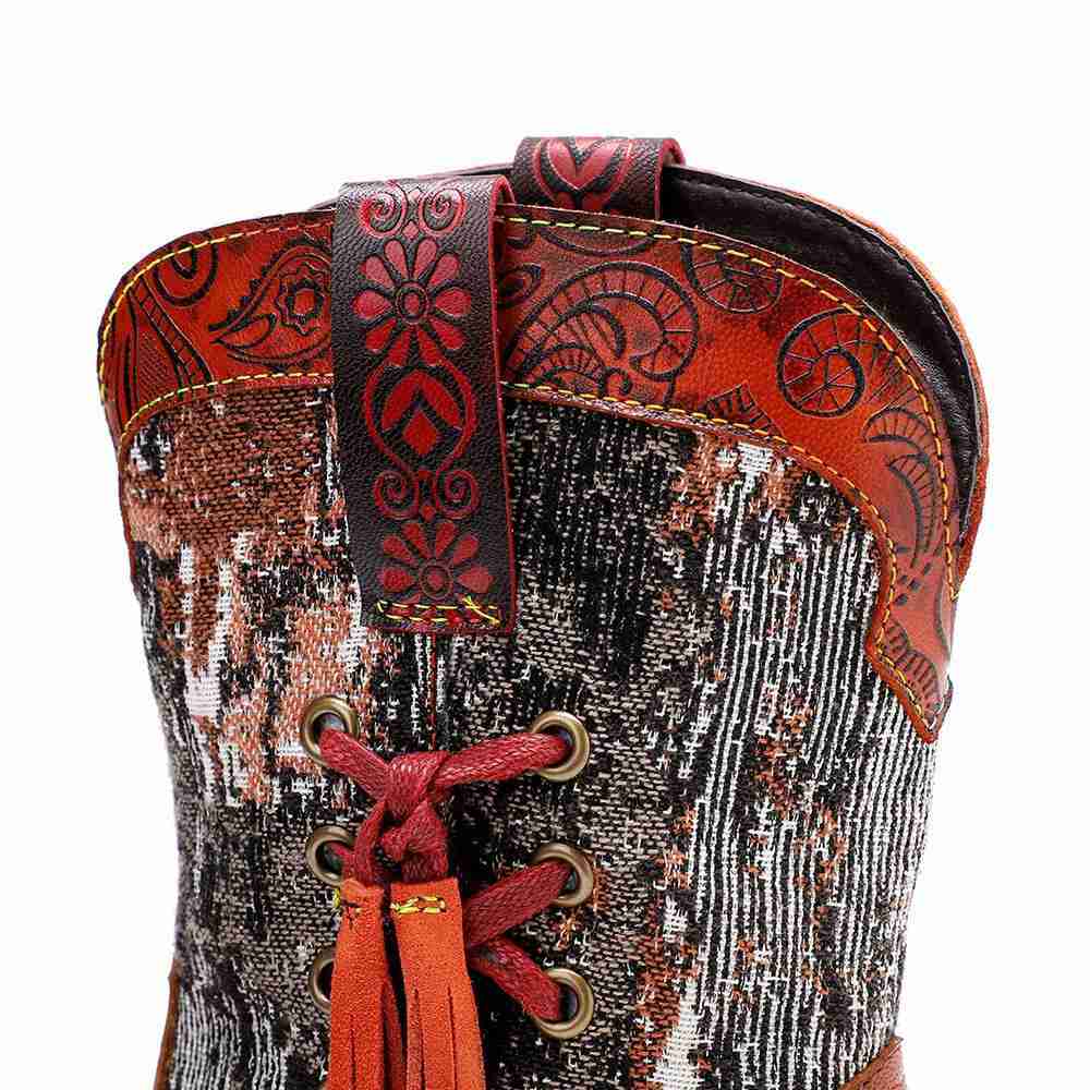 Stylish Women's Embroidered Cowboy Boots with Fringe