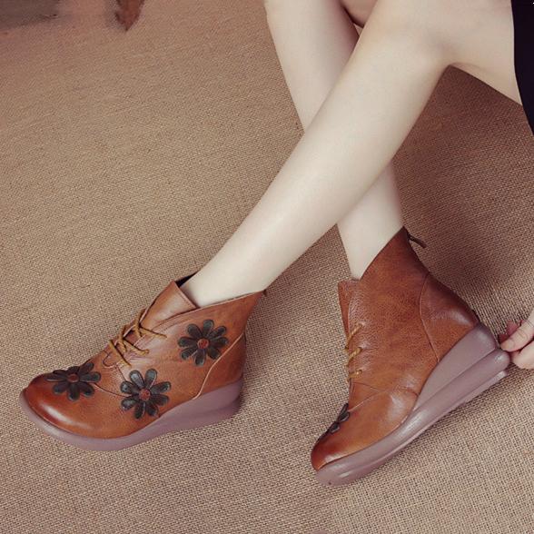 Elegant Women's Retro Ankle Boots with Back Zipper
