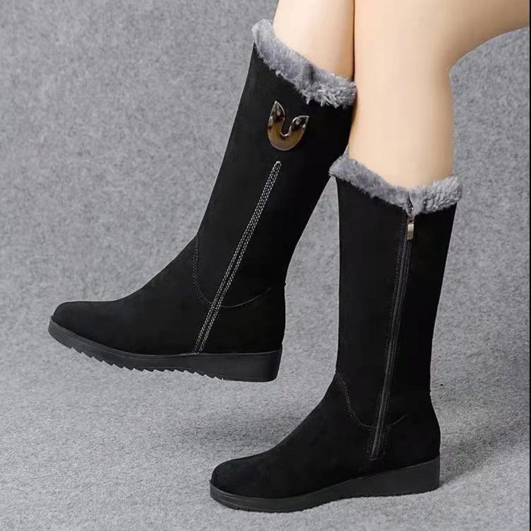 Stylish & Warm Women's Suede Knee-High Boots with Fur Lining