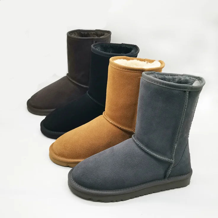 Elegant Women's Natural Wool Sheepskin Boots with EVA Sole