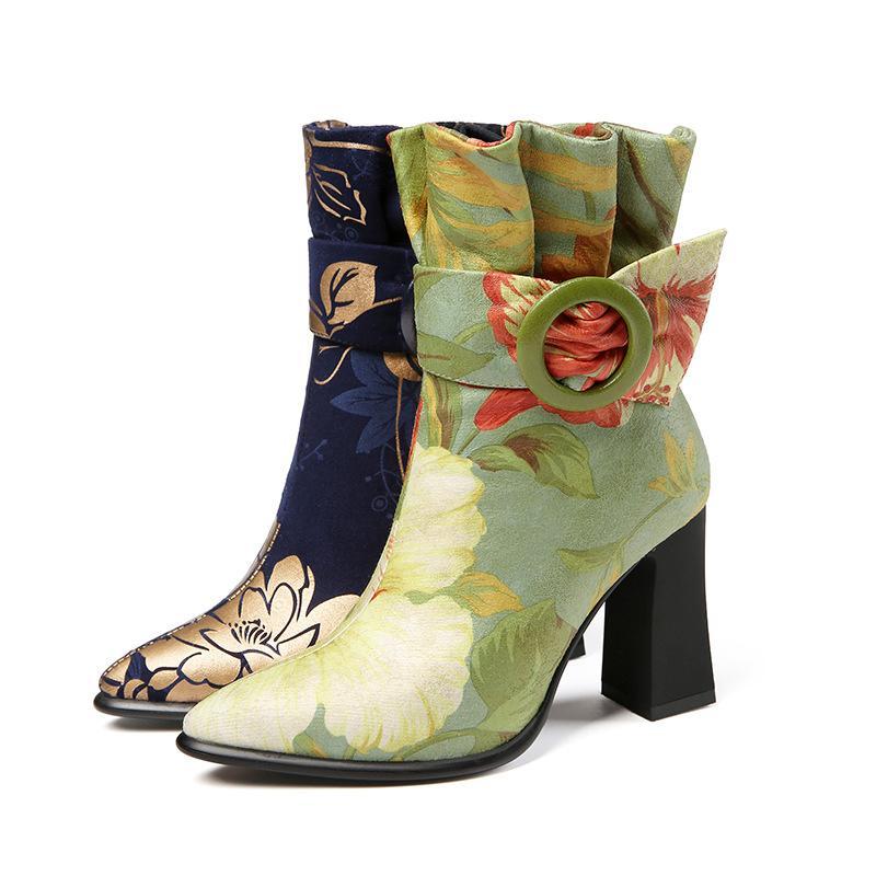 Elegant Women's Block Heel Suede Boots